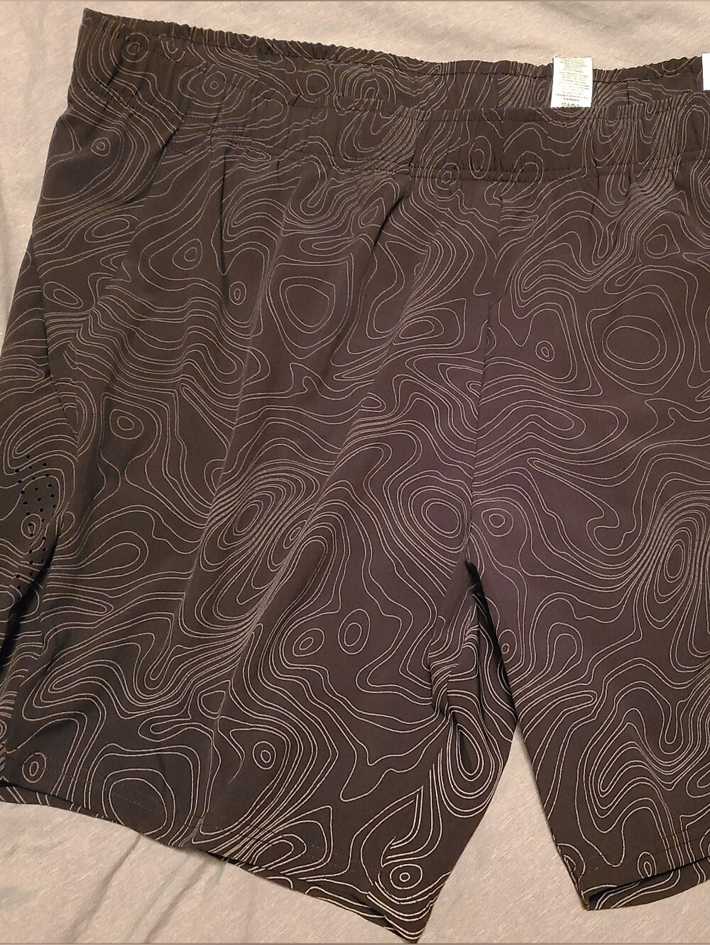 New Athletic Works Black Topographic-Print Athletic Shorts 3X (48-50) 8" Inseam